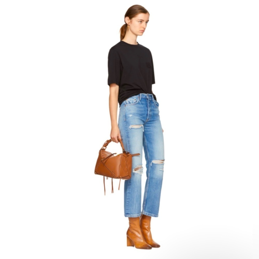 NWOT REVOLVE GRLFRND Linda Cropped Jeans Golden Girl Blue 26